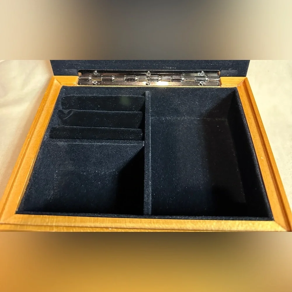 Mother’s Wooden Jewelry Box with Metal Photo Frame Lid